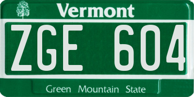 VT license plate ZGE604