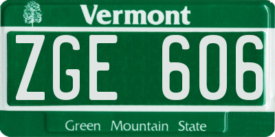 VT license plate ZGE606