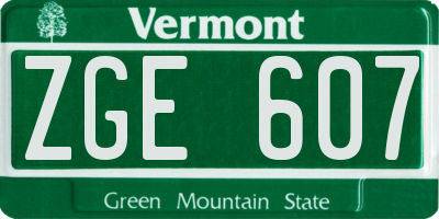 VT license plate ZGE607
