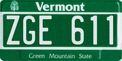 VT license plate ZGE611