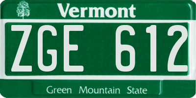 VT license plate ZGE612