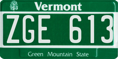 VT license plate ZGE613