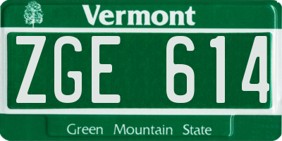 VT license plate ZGE614
