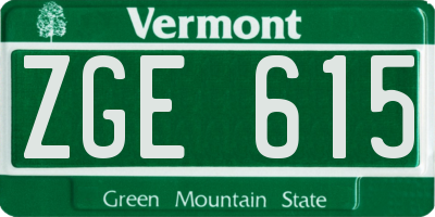 VT license plate ZGE615
