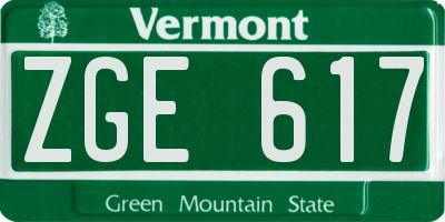 VT license plate ZGE617