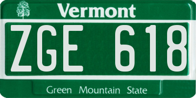 VT license plate ZGE618