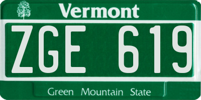 VT license plate ZGE619