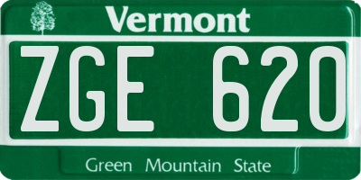 VT license plate ZGE620