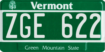 VT license plate ZGE622