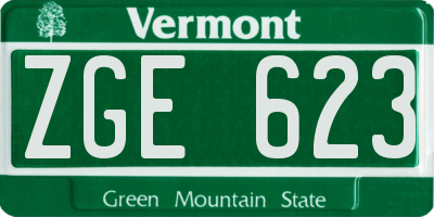 VT license plate ZGE623