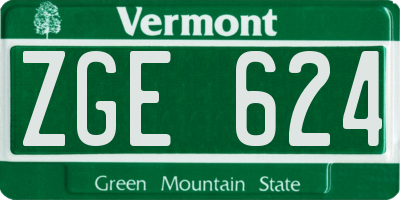 VT license plate ZGE624