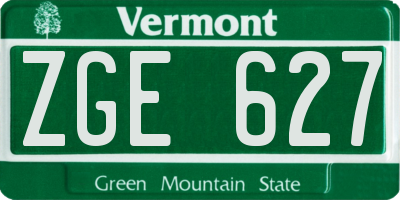 VT license plate ZGE627