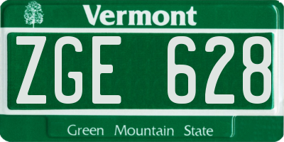 VT license plate ZGE628