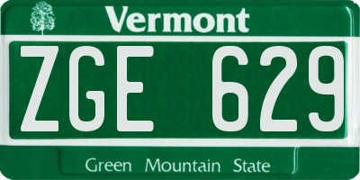 VT license plate ZGE629