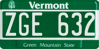VT license plate ZGE632