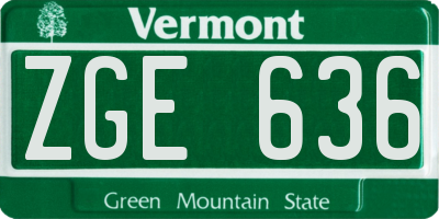 VT license plate ZGE636