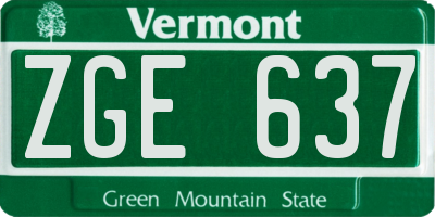 VT license plate ZGE637