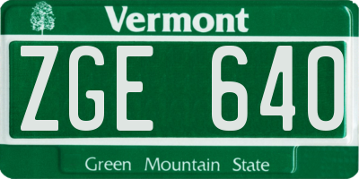VT license plate ZGE640