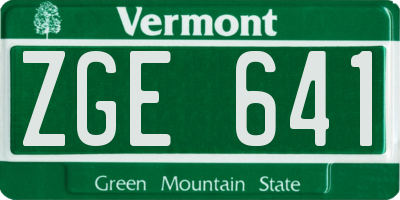 VT license plate ZGE641