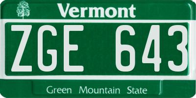 VT license plate ZGE643