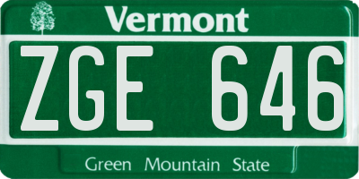 VT license plate ZGE646