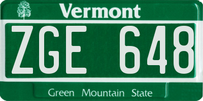 VT license plate ZGE648