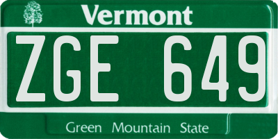 VT license plate ZGE649