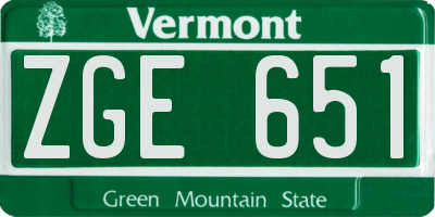 VT license plate ZGE651