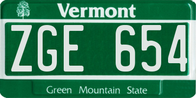 VT license plate ZGE654