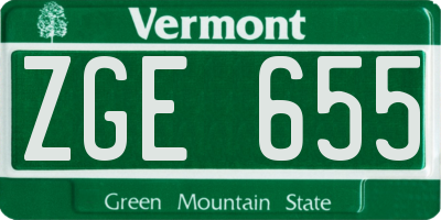 VT license plate ZGE655