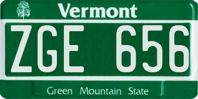 VT license plate ZGE656