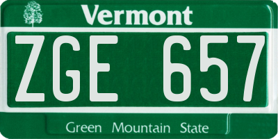 VT license plate ZGE657