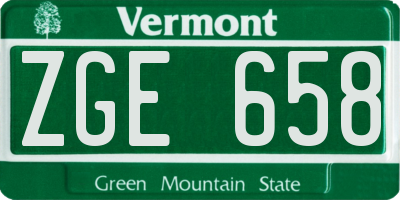 VT license plate ZGE658