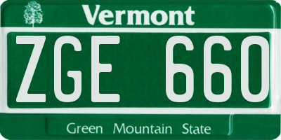 VT license plate ZGE660