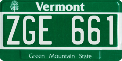 VT license plate ZGE661