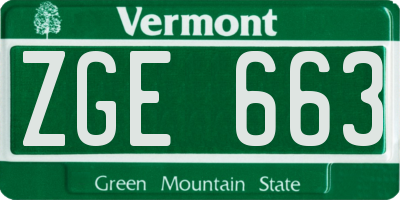 VT license plate ZGE663