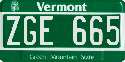 VT license plate ZGE665