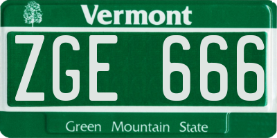 VT license plate ZGE666