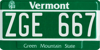 VT license plate ZGE667