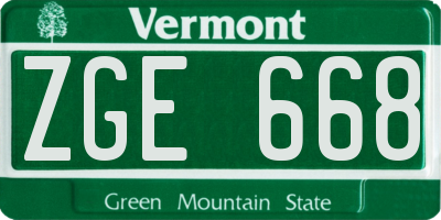 VT license plate ZGE668