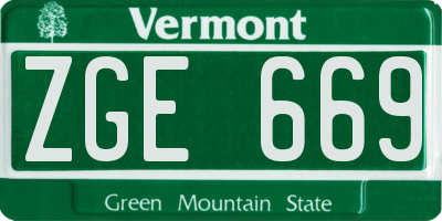 VT license plate ZGE669