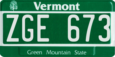 VT license plate ZGE673