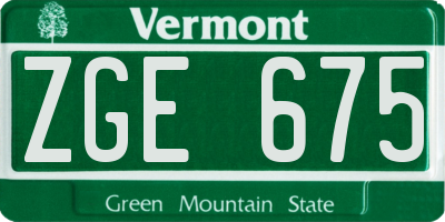 VT license plate ZGE675