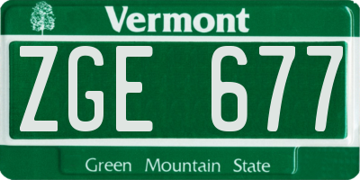VT license plate ZGE677