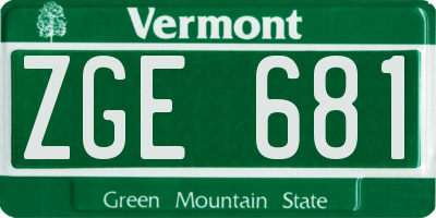 VT license plate ZGE681