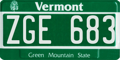 VT license plate ZGE683