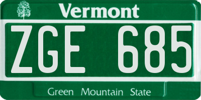 VT license plate ZGE685