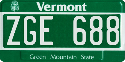 VT license plate ZGE688