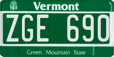 VT license plate ZGE690