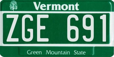 VT license plate ZGE691